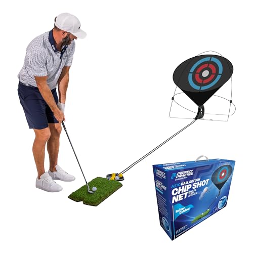 Perfect Practice Putting Mat & Chipping Net, Indoor & Outdoor Putting Green, Chipping Mat for Home & Office, Premium Golf Training Aids for Putting Practice with Realistic Turf, Golf Gifts for Men - style: Chipping Net (11')
