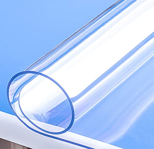 Clear PVC Table Cover Protector - Waterproof, Oilproof, Easy to Clean, Wipeable Tablecloth for Kitchen, Dining, Coffee Table - 1mm Thick, 110x290cm