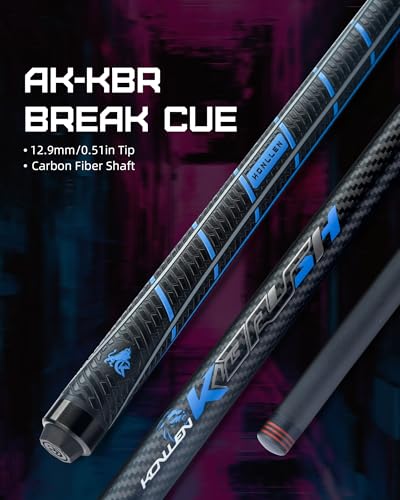 KONLLEN Carbon Fiber Break Cue, 58" 2-Piece Heavy Hitter Pool Break Cue Stick with 12.9mm Tip, Professional Billiards Break Stick - color: KL-KBR-1