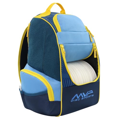 MVP Disc Sports Shuttle Disc Golf Backpack Bag (Choose Your Style and Color) - color: Light Cobalt/Midnight Blue, style: With Velcro Side Panel