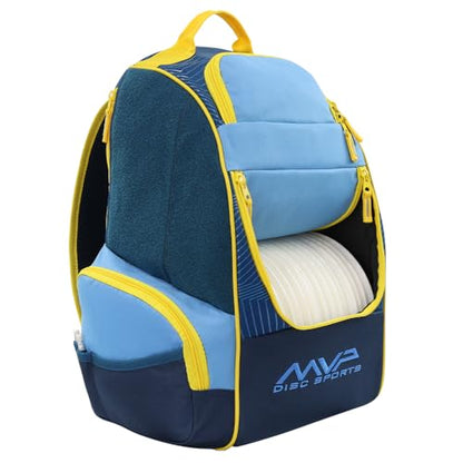 MVP Disc Sports Shuttle Disc Golf Backpack Bag (Choose Your Style and Color) - color: Light Cobalt/Midnight Blue, style: With Velcro Side Panel