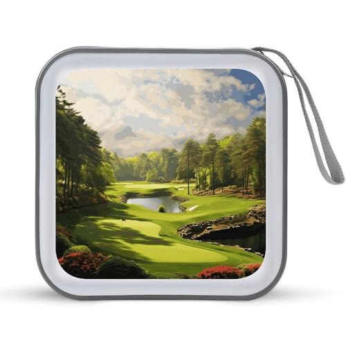 Golf Court DVD Case, 40 Capacity CD Case Holder with Zippers, Portable CD Holder Hard Plastic Disc Cases Personalized DVD Wallet Organizer for Car Home Travel