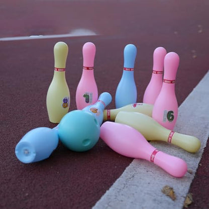 Light Up Bowling Set, Glow in The Dark Bowling Pins for Outdoor and Indoor Kids Games Fit Christmas New Year Party Gift, Kids Education Motor Skills Toys(bolwing pin 10.23in)