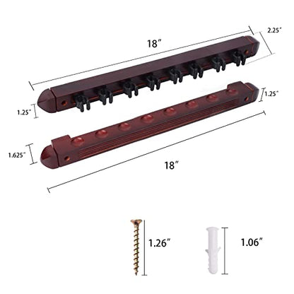 GSE Games & Sports Expert 2-Piece 6/8/12 Billiard Pool Cue Rack Wall Mounted Holders, Billiard Cue Sticks Wall Rack Set - style: 8 Cue - Mahogany