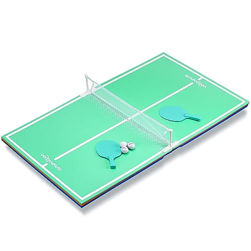 WOOWAVE Floating Ping Pong Table for Pool Party, Pool Ping Pong Table Floating for Swimming Pool Game, Floating Table Tennis Game for Summer Outdoor Fun Including Floating Table, Paddles, Balls, Net - color: Blue