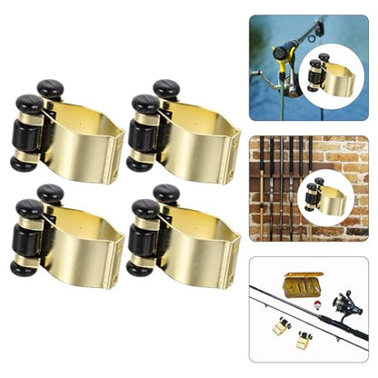 ULTECHNOVO 4pcs Metal Rod Holder and Pool Cue Clip Set, Large Bar Clamps Fishing Rod Clamp for Outdoor Pole Storage and Billiard Cue Holder Rack
