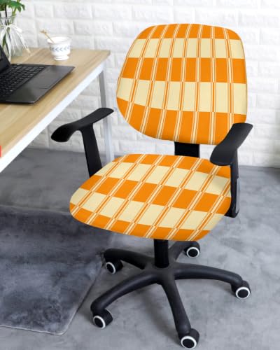 Savannan Office Chair Cover, Thanksgiving Autumn Orange Stripes Protective Stretch Elastic Universal Cover for Desk Task Chair,Computer Rotating Chair 1 Pcs Modern Abstract Art