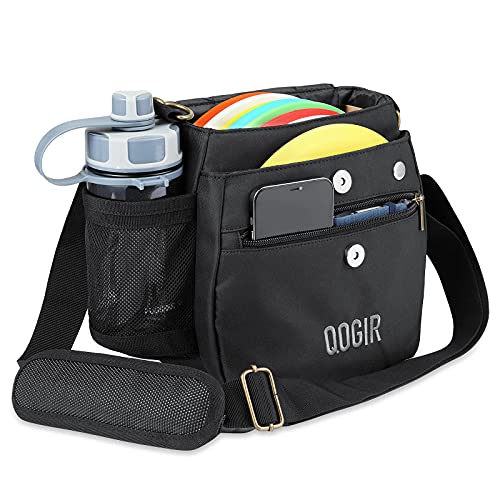 QOGIR Lightweight Disc Golf Bag: Durable Disc Golf Bag with 8+ Disc Capacity, Introductory Discs Golf Bag, Holds Water Bottle and Accessories, Great for Beginners - color: Black