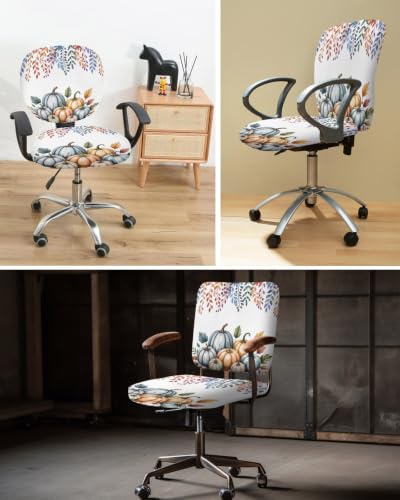 Savannan Office Chair Cover, Retro Thanksgiving Pumpkin Leaf Protective Stretch Elastic Universal Cover for Desk Task Chair,Computer Rotating Chair 1 Pcs Autumn Maple Leaves