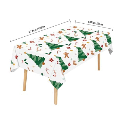 2 Pack Christmas Plastic Table cloths Xmas Plastic Table Covers Disposable Table Cloths Christmas BBQ Picnic Parties TableCovers Waterproof TableCloth Oil-Proof Christmas Tree Table Covers 54 x 108 in - color: Xmas Rree