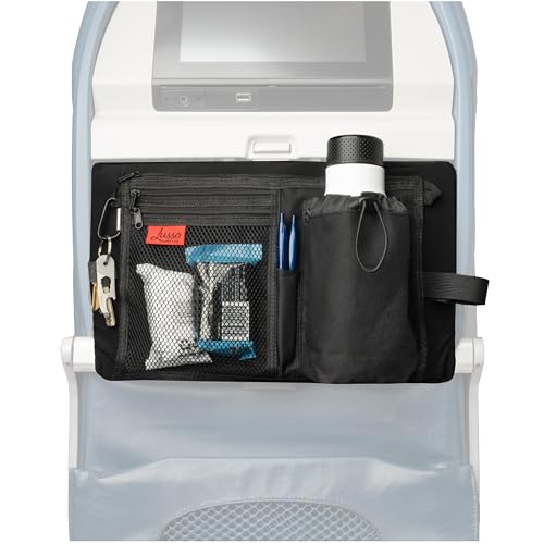 Lusso Gear Airplane Tray Table Cover with Pocket Storage - Sanitary Airplane Tray Cover - Seat Back Organizer for Personal Items - Airplane Travel Essentials for Long Haul Flights - Machine-Washable - color: Premium Black