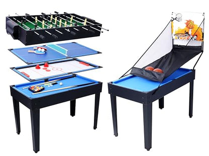 5-in-1 Multi-Game Table - Billiards, Push Hockey, Foosball, Ping Pong, and Basketball, Game Table Combo for Home Game Room Or Entertainment Space, Black - size: 5-in-1 Multi-Game Table Black