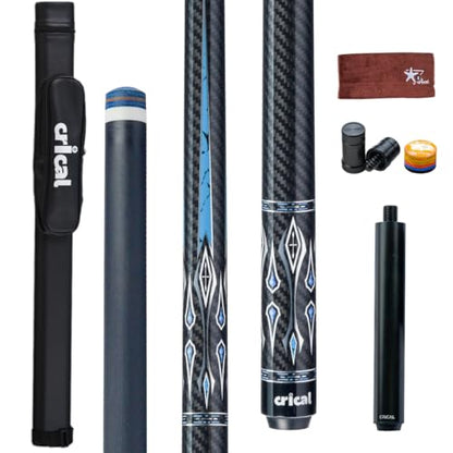 CRICAL Carbon Fiber Pool Cue Stick 58" Billiard Cue Sticks Professional Low Deflection Pool Sticks with 3/8 * 8 Pin Joint and 12.5mm Tip - color: 017-CL04 set