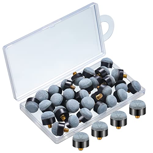 Deekin 30 Pieces Billiard Pool Cues Sticks Screw on Tip 12/13 mm Nylon Ferrules Replacement Billiard Screw in Cue Tips Pool Sticks Accessories - color: Gray