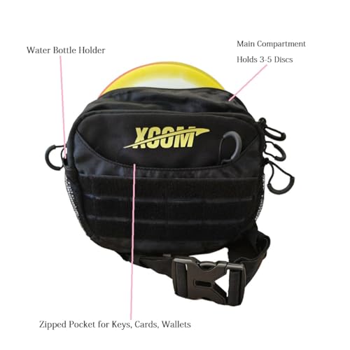 Disc Golf Starter Bag Waist Fanny, Basic Portable Waist Bag Storage for 3-5 Discs, with Adjustable Strap, 3 Zipped Pockets for Men, Women, Black