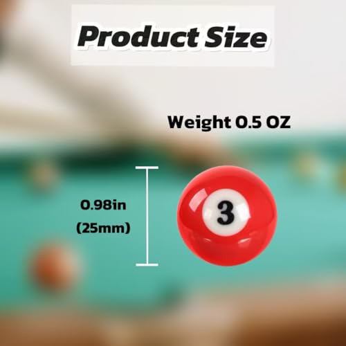 1-1/2" ，0.98" Mini Billiard Balls Set,0.98/1.5 Inch 16Pcs Children's Pool Balls for Kids,Small Pool Cue Balls Training Ball,Kids Table Game Toy Accessories - size: 25mm (0.98 inches)