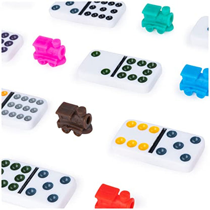 Spin Master Games Legacy Deluxe Mexican Train Dominoes, Classic Original Board Game Set Double-12 Dominoes with Sturdy Wood Case, for Kids and Adults Aged 8 and up - color: Mexican Train Dominoes