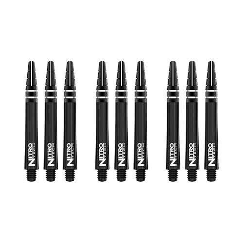 RED DRAGON Nitrotech Dart Shafts - Transparent Polymer Stems with Flight Locking System for Secure Flight Retention - Available in Short, Intermediate & Medium Sizes and Multiple Colors - color: Black