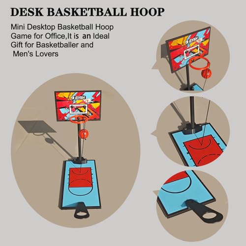 Desk Basketball Hoop,Office Mini Basketball Games,Desktop Toys,It is an Ideal Gift for Basketballer and Men's Lovers (Desk Basketball) - color: BLUE/RED