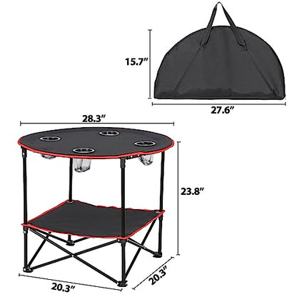 ZenStyle Indoor Outdoor Pop Up Portable Folding Picnic Table Camping Beach Table with Cupholders & Storage Bag
