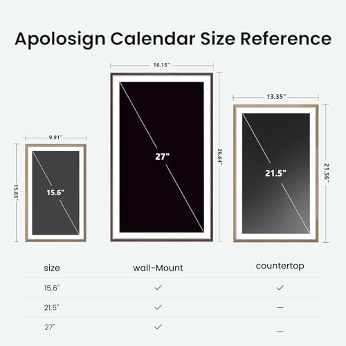Apolosign 27-inch 4K Digital Calendar & Smart Family Wall Planner, No Subscription, Calendar & Dashboard Dual-Mode System, Shared Touchscreen Display with Calendar Sync, Chore Charts & Family Scheduling Hub, Wall Mount Included (Dark Oak) - color: Dark Oa