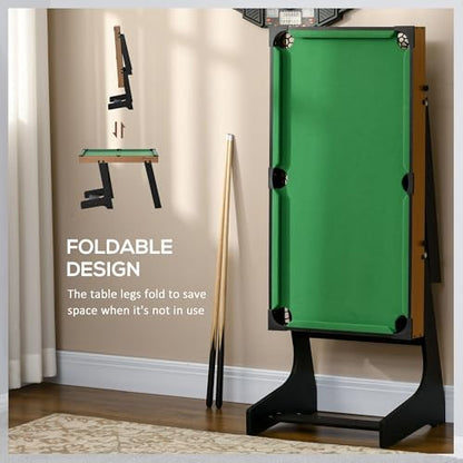 38" Foldable Billiards Tabletop Game, Pool Table Set Billiard Tables with Easy-Fold Design, Includes Balls Cues Chalk Brush for Family Game Night, Compact Billiards Table Table Top Pool Table for Ga