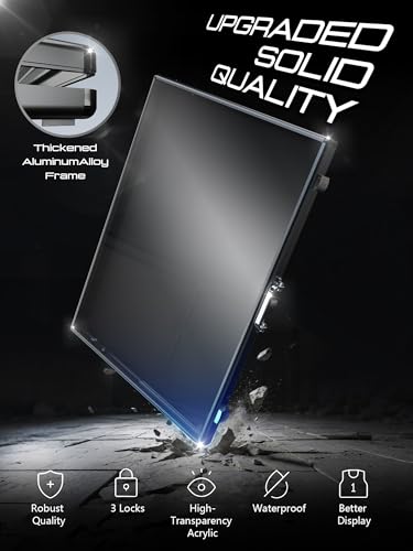 Ultra-thin 31.4 x 23.6in Portable Aluminum Card Display Case with Felt Tote Bag, High-transparency Acrylic, 3 Anti Theft Locks, Sports Trading Card Show Case for Collectible Cards Jewelry Jersey-Black - color: Black