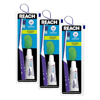 Reach Toothbrush Travel Kit, Soft Bristles | Multi-Angled | Pack of 3 | TSA-Friendly | Portable - size: 1 Count (Pack of 3)