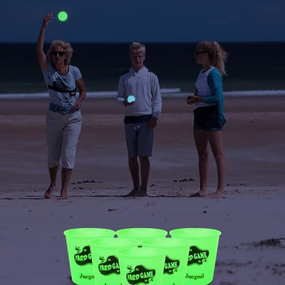 Juegoal Outdoor Giant Yard Pong Game Set Outdoor Toss Game Throwing Game for Beach, Camping, Lawn and Backyard - color: Green Glow in Dark