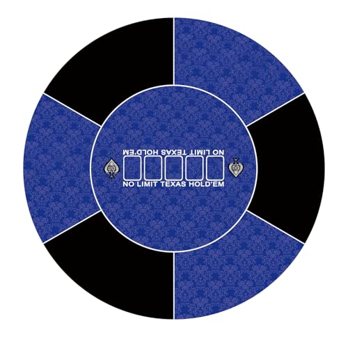 Round Poker Mat,39/47/55/63 inch 6-10 Person Texas Rubber Mat, Foldable Tabletop, Portable Tabletop, Suitable for Games, Blackjack, Casino Layout(Blue 120 * 120CM) - color: Blue-120cm, size: 120*120cm