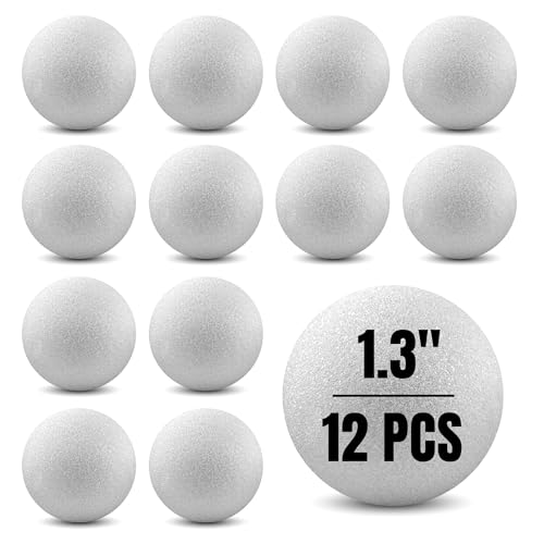 Hygloss Round Foam Balls for Crafts - 1.3-Inch White Craft Foam (XPS) for Arts Small Foam Balls for School Projects and DIY Crafts - Round Balls - 12 Pack of Foam Craft Spheres - size: 1.3-Inch, style: 12 Pieces
