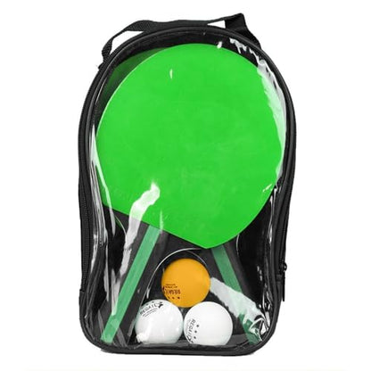 2 Pack Table Tennis Sets with 3 Balls and Carry Bag – Beginner Paddles for 2 Players, Durable Polar Wood Rackets and Zippered Case - color: Green B
