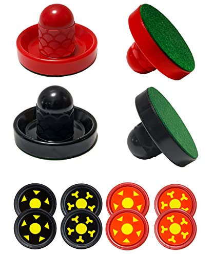 Air Hockey Pushers and Air Hockey Pucks, Non-Slip Strikers and Dynamic Pucks for Air Hockey Table Game for Adults and Kids,Replacement Accessories for Game Tables - color: Red and Black