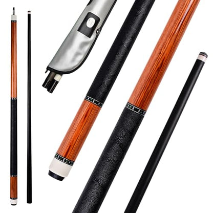 HMQQ Carbon Fiber Pool Cue Stick 58” 2-Piece, Low Deflection Billiard Cue, 11.5mm Pro Shaft, Adjustable Weight, Professional Pool Stick with Case, 19oz, 3/8x10 Joint, for Men Women Players - color: Oak