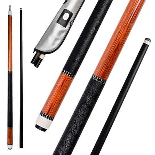 HMQQ Carbon Fiber Pool Cue Stick 58” 2-Piece, Low Deflection Billiard Cue, 11.5mm Pro Shaft, Adjustable Weight, Professional Pool Stick with Case, 19oz, 3/8x10 Joint, for Men Women Players - color: Oak