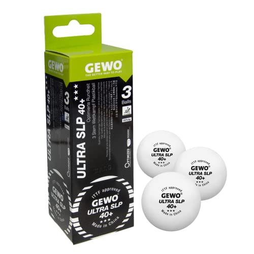 GEWO Ultra SLP Table Tennis Balls - 3 Star Table Tennis Ball Made of Plastic 40+ Without Seam - ITTF Certified Competition Balls Professional Table Tennis Balls White, 40 + mm Diameter