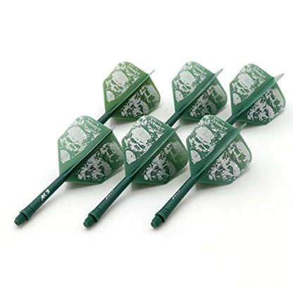 CUESOUL 6 Pieces ROST Integrated Dart Shaft and Flights - color: Shaft Length 28mm-Big Wing Shape-Green Skull