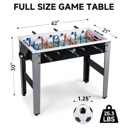 42" Foosball Table, Soccer Game Table for Adults with 2 Balls Competition Sized Soccer Table for Home, Office, or Game Room, Family Game Night