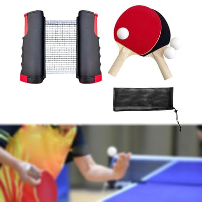 Ping Pong Paddles Set Rackets and Balls Pingpong Paddle Portable Retractable Net with Posts Table Tennis Set for Outdoor - color: Black