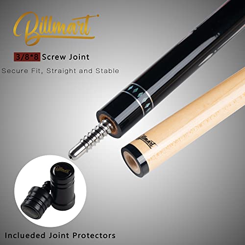 Billmart Pool Cue Stick, Low Deflection Shaft Billiard Cue Sticks with Hard Case, Pool Table Sticks Queue, 19-21 oz Pool Que - color: Red, size: 21 oz