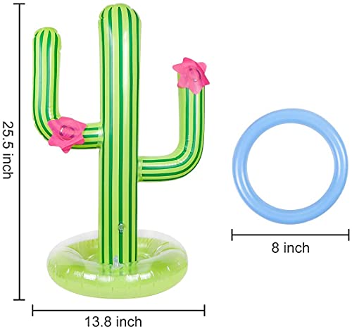 UNIME 2 Pack Inflatable Cactus Ring Toss Game Set,Cactus Target Toss Game Toys Summer Floating Swimming Ring Toss Game Toy for Fiesta Party Accessories Hawaiian Pool Beach Party Decoration Supplies
