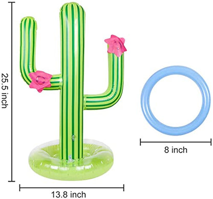 3 Pack Inflatable Cactus Ring Toss Game Sets,Cactus Pool Game Toys Target Toss Floating Swimming Summer Game Toys for Mexican Fiesta Party Accessories Hawaiian Pool Beach Party Decoration Supplies