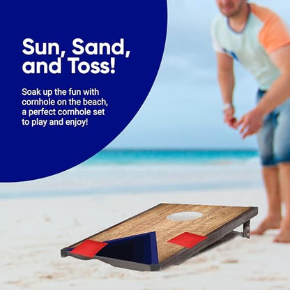 Portable Cornhole Board Set 24"x15", Foldable Wooden Travel Size Corn Hole Game Sets