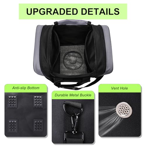 Bowling Ball Bag for Single Ball, Tote Bowling Bag with Padded Ball Holder - color: Black-Grey