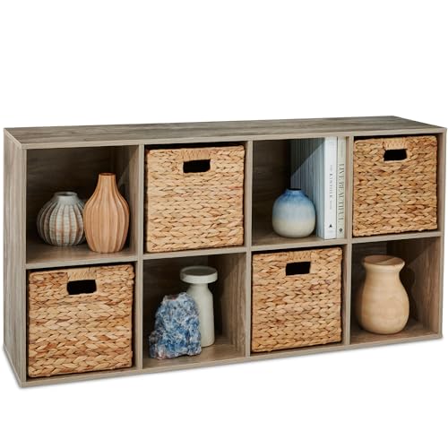 Best Choice Products 8-Cube Storage Organizer, 11in Shelf Opening, Bookcase, Display Shelf, Customizable w/ 3 Removable Back Panels – Greige - color: Greige, size: 8-Cube, 11in Shelf Opening