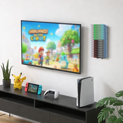 Taladad 4-Pack Wall Mount DVD Holder, Heavy-Duty Metal Floating Video Game Storage Rack Holds 76 Games, Organizer for PS5, PS4, Xbox, Switch Game Cases CD Holder, DVD Shelf