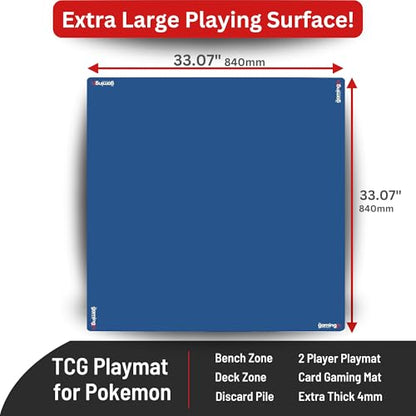 The Gaming Mat Company Poker, Dominoes, Bridge & Mahjong Table Mat - Blue 33" x 33" Premium Gaming Mat- Cards Playmat- Card Gaming Mat Table Top Cover Topper Card Game Mat Square Mahjong Table Cover - color: Blue