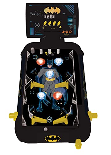 LEXiBOOK Batman Electronic Pinball Machine, Fun Sounds and Light Effects, 5 Obstacles, Works with 3 LR14 Batteries, Black/Yellow, JG610BAT - style: Batman