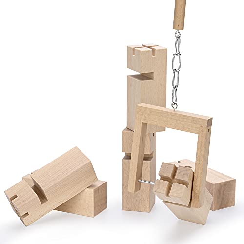 Fröbel Tower Community Game - Stacking Game Made of Beech Wood for up to 24 Players - Team Building Outdoor Game for Children and Adults Cloth Bag