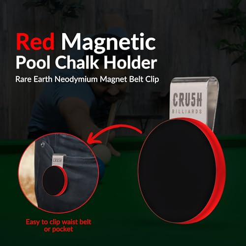 Ultra-Grip Magnetic Chalk Holder Clip - Neodymium Belt Clip for Secure Cue Chalk, Pool Stick Chalk Holder, Ideal for Billiards & Pool Accessories, Cue Stick Magnetic - color: Red